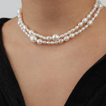 Rosie Double Necklace 14k Gold Plated, Freshwater Pearls