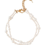 Rosie Double Necklace 14k Gold Plated, Freshwater Pearls