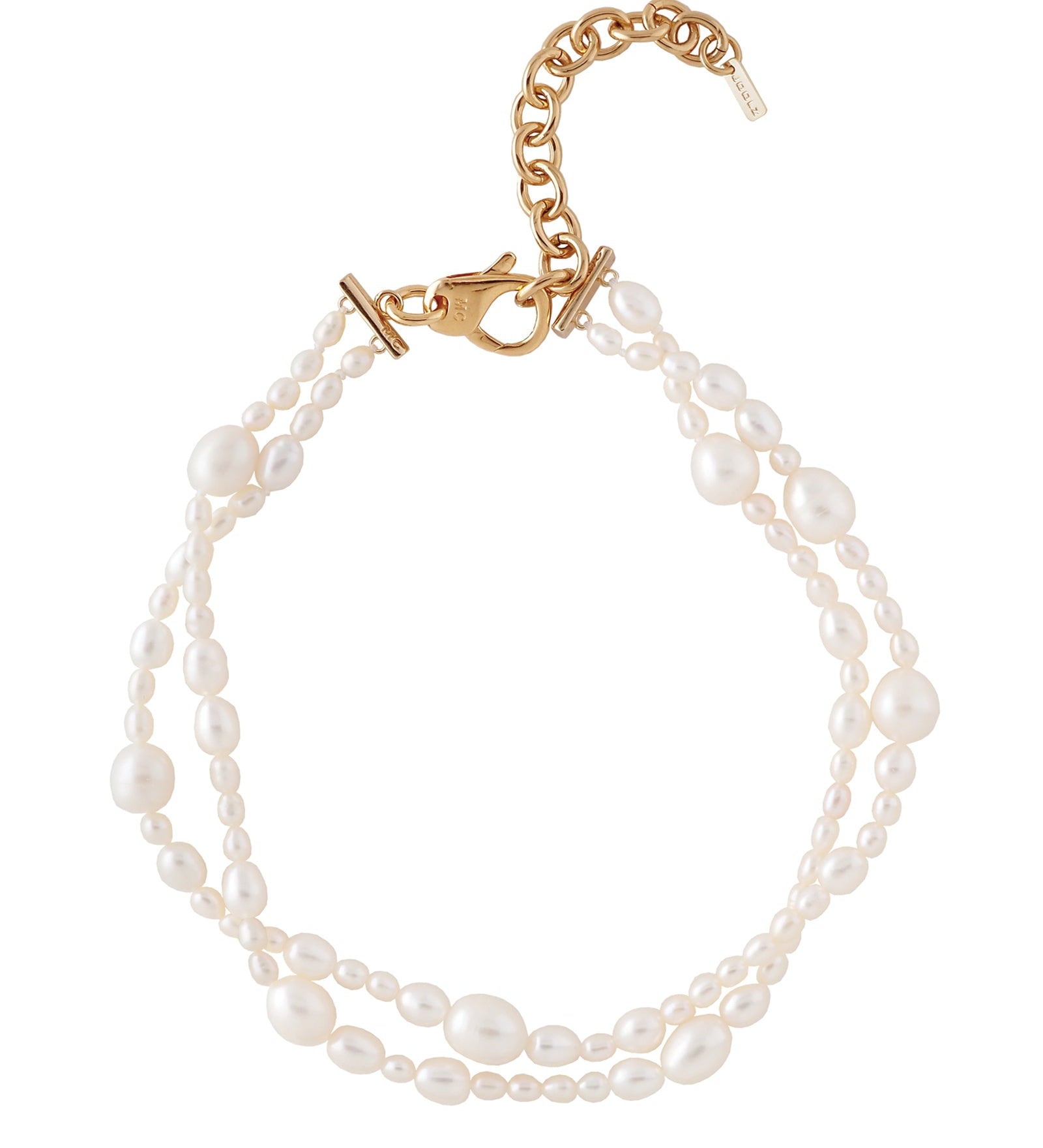 Rosie Double Necklace 14k Gold Plated, Freshwater Pearls