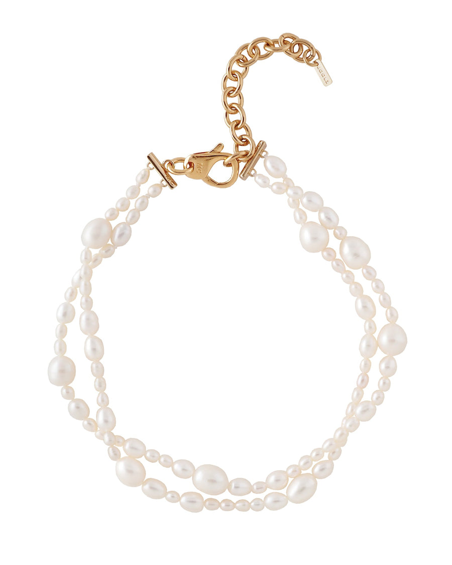 Rosie Double Necklace 14k Gold Plated, Freshwater Pearls