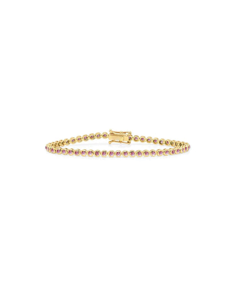 Round Bezel CZ Bracelet 14k Gold Vermeil, Cubic Zirconia / Pink Cubic Zirconia