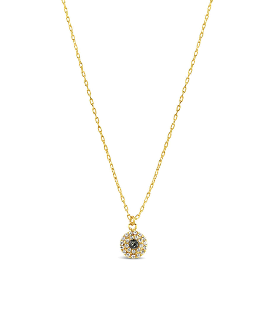 La Vie Parisienne-Round Crystal Disc Necklace-Necklaces-14k Gold Plated, Black Diamond Crystal, White Crystal-Blue Ruby Jewellery-Vancouver Canada