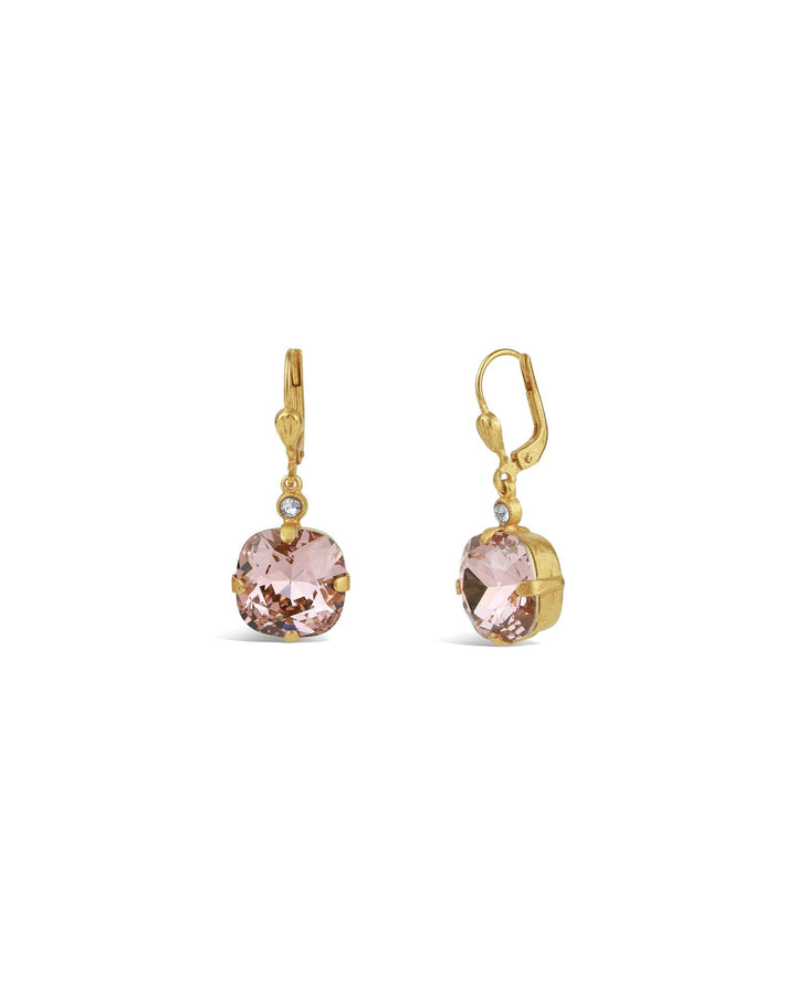 La Vie Parisienne-Round Crystal Hooks | 13mm-Earrings-14k Gold Plated, Blush Crystal-Blue Ruby Jewellery-Vancouver Canada