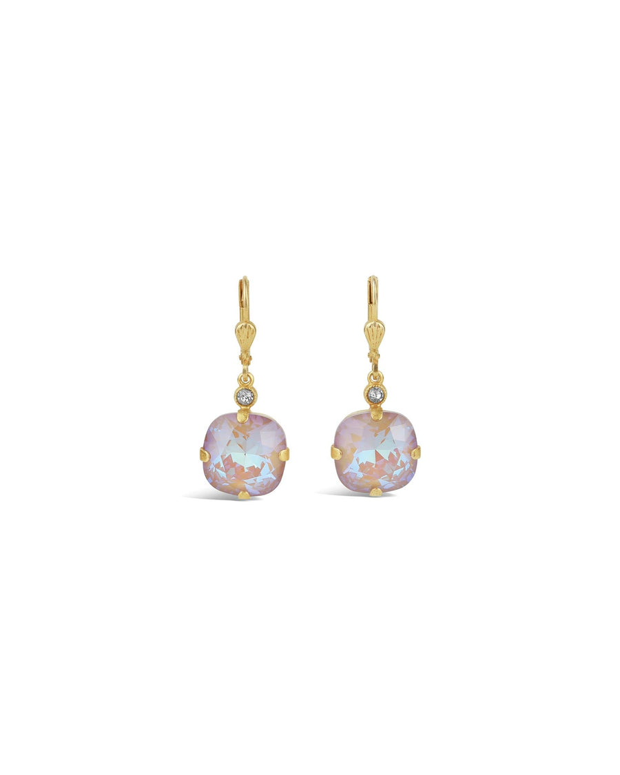 La Vie Parisienne-Round Crystal Hooks | 13mm-Earrings-14k Gold Plated, Dusty Pink Crystal-Blue Ruby Jewellery-Vancouver Canada