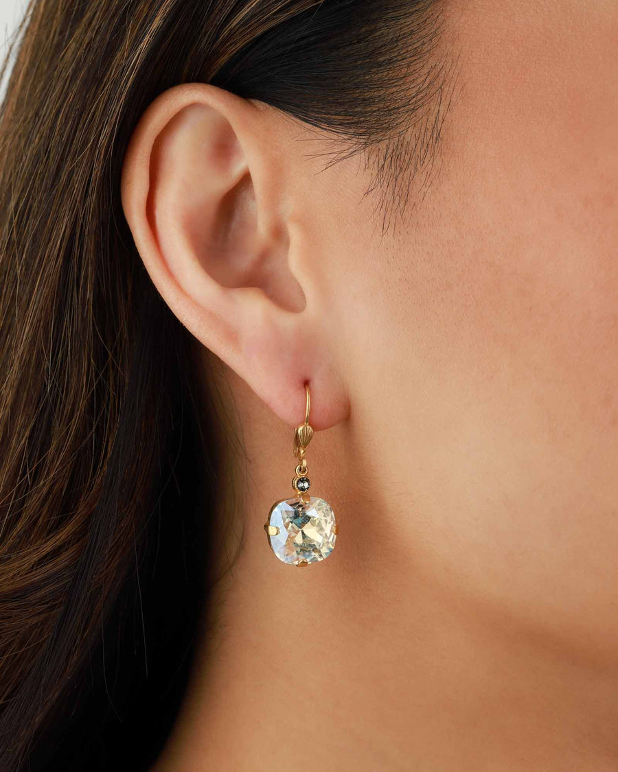 La Vie Parisienne-Round Crystal Hooks | 13mm-Earrings-14k Gold Plated, Moonlight Crystal-Blue Ruby Jewellery-Vancouver Canada