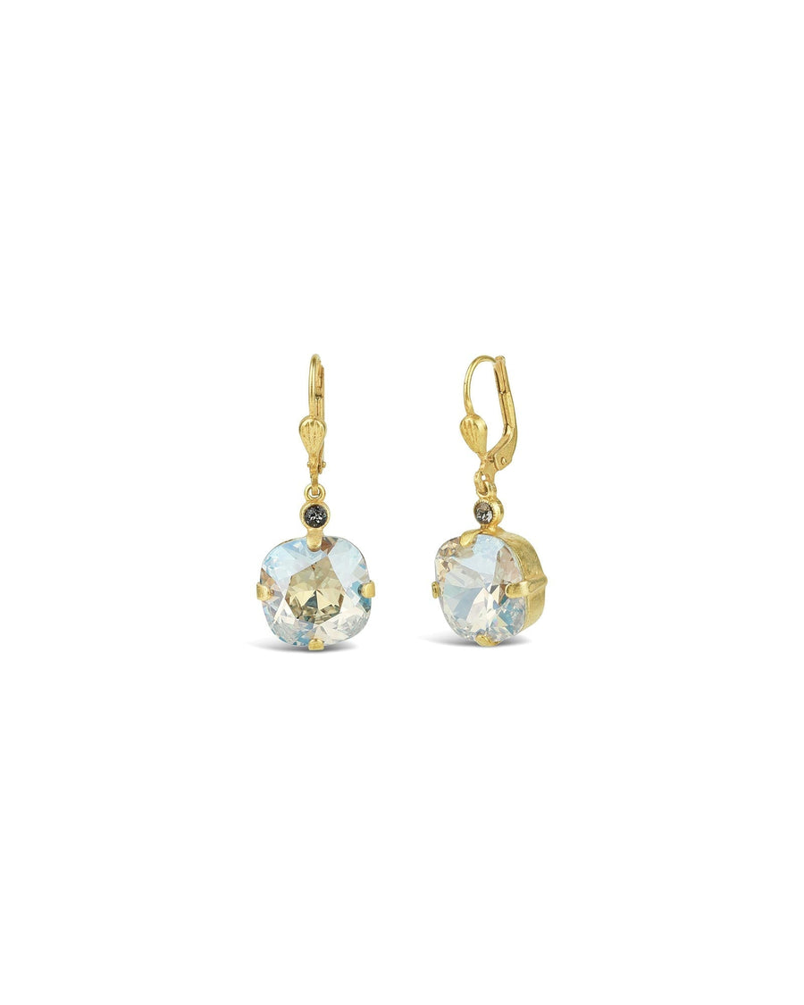 La Vie Parisienne-Round Crystal Hooks | 13mm-Earrings-14k Gold Plated, Moonlight Crystal-Blue Ruby Jewellery-Vancouver Canada