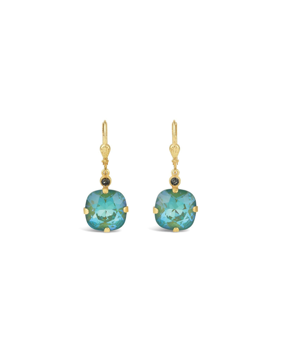 La Vie Parisienne-Round Crystal Hooks | 13mm-Earrings-14k Gold Plated, Silky Sage Crystal-Blue Ruby Jewellery-Vancouver Canada