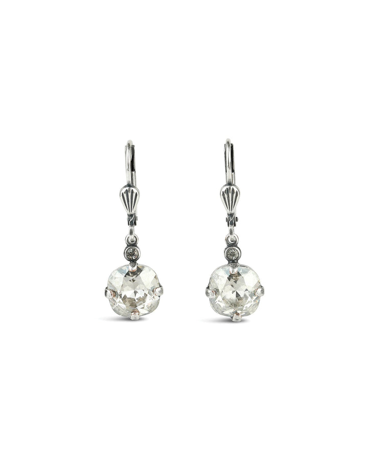 La Vie Parisienne-Round Crystal Hooks | 8mm-Earrings-Sterling Silver Plated, Shade Crystal-Blue Ruby Jewellery-Vancouver Canada