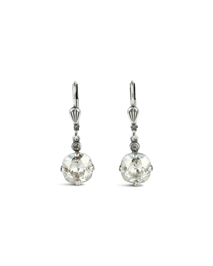 La Vie Parisienne-Round Crystal Hooks | 8mm-Earrings-Sterling Silver Plated, Shade Crystal-Blue Ruby Jewellery-Vancouver Canada