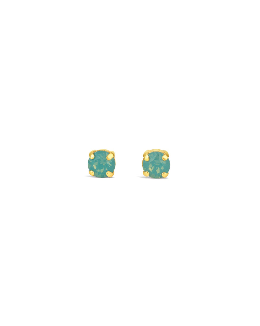 La Vie Parisienne-Round Crystal Studs | 6mm-Earrings-14k Gold Plated, Pacific Opal Crystal-Blue Ruby Jewellery-Vancouver Canada