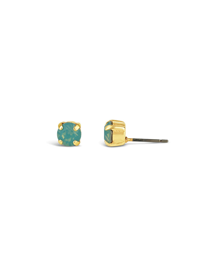 La Vie Parisienne-Round Crystal Studs | 6mm-Earrings-14k Gold Plated, Pacific Opal Crystal-Blue Ruby Jewellery-Vancouver Canada