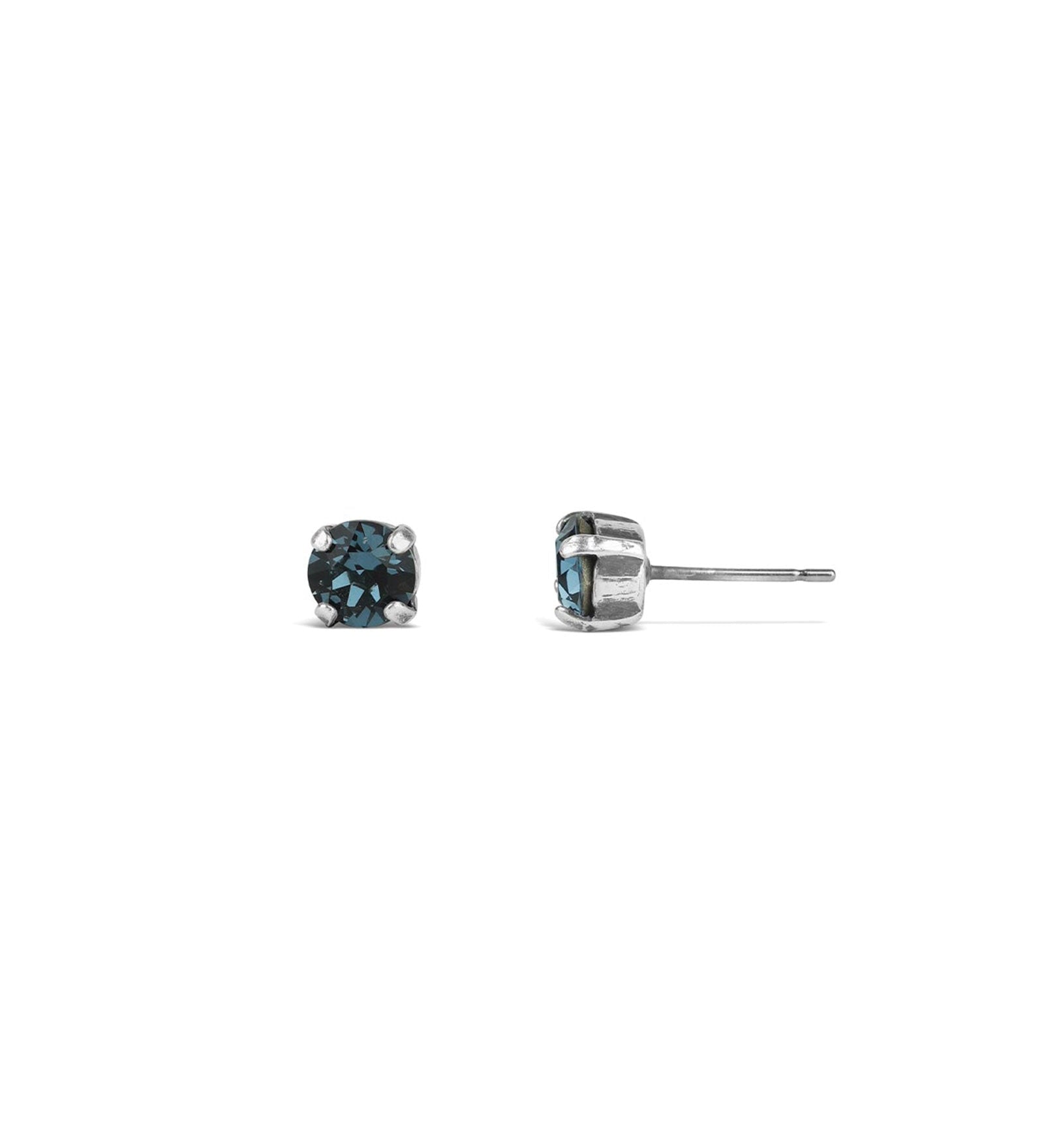 La Vie Parisienne-Round Crystal Studs | 6mm-Earrings-Sterling Silver Plated, Midnite Crystal-Blue Ruby Jewellery-Vancouver Canada