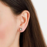 La Vie Parisienne-Round Crystal Studs | 6mm-Earrings-Sterling Silver Plated, Shade Crystal-Blue Ruby Jewellery-Vancouver Canada