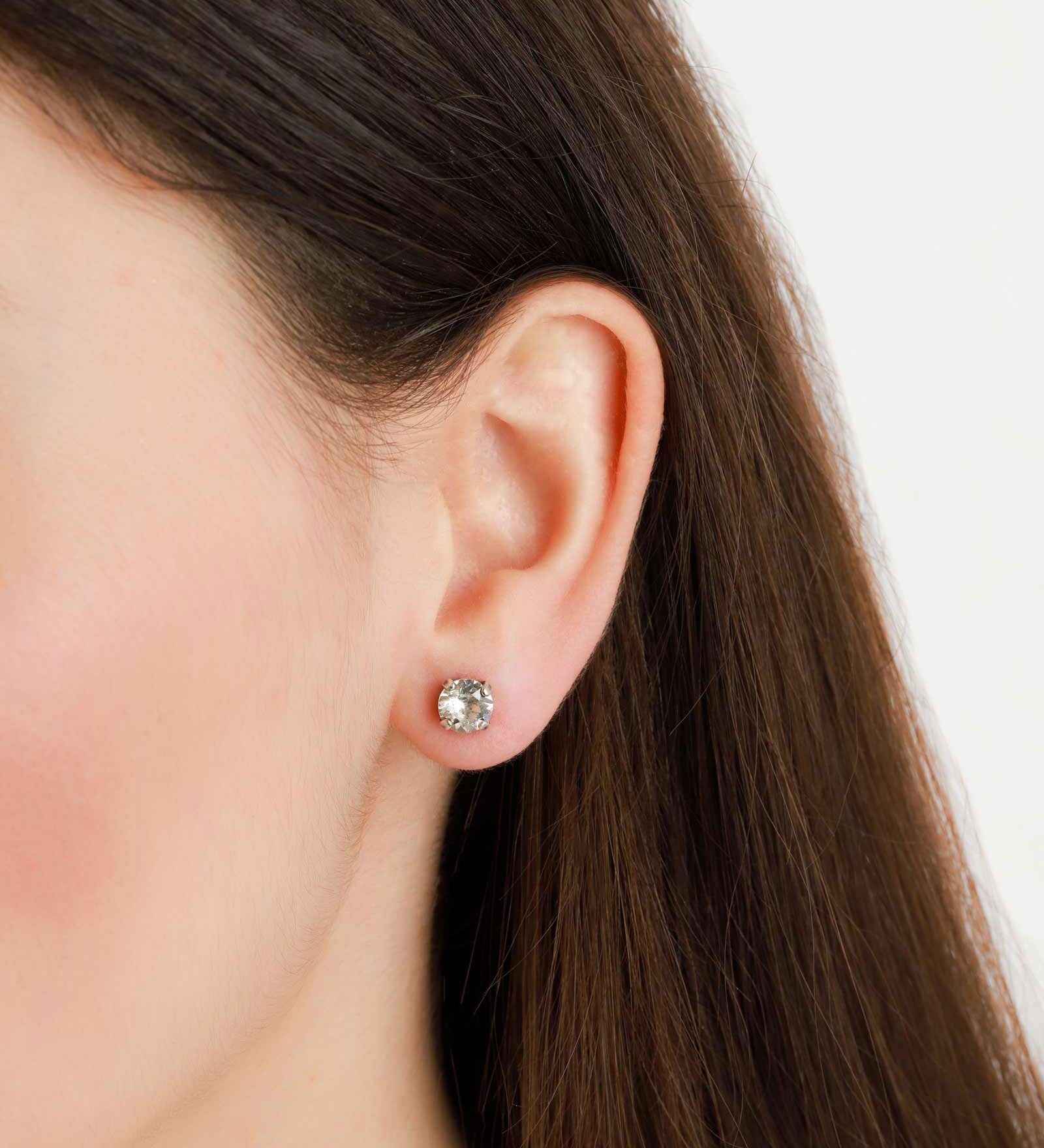 La Vie Parisienne-Round Crystal Studs | 6mm-Earrings-Sterling Silver Plated, Shade Crystal-Blue Ruby Jewellery-Vancouver Canada
