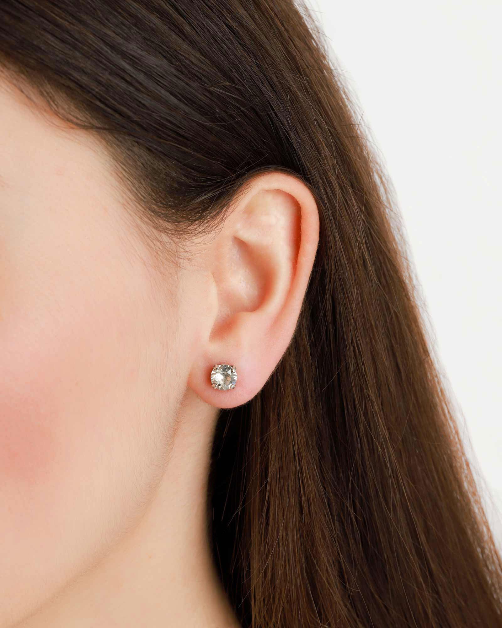 La Vie Parisienne-Round Crystal Studs | 6mm-Earrings-Sterling Silver Plated, Shade Crystal-Blue Ruby Jewellery-Vancouver Canada