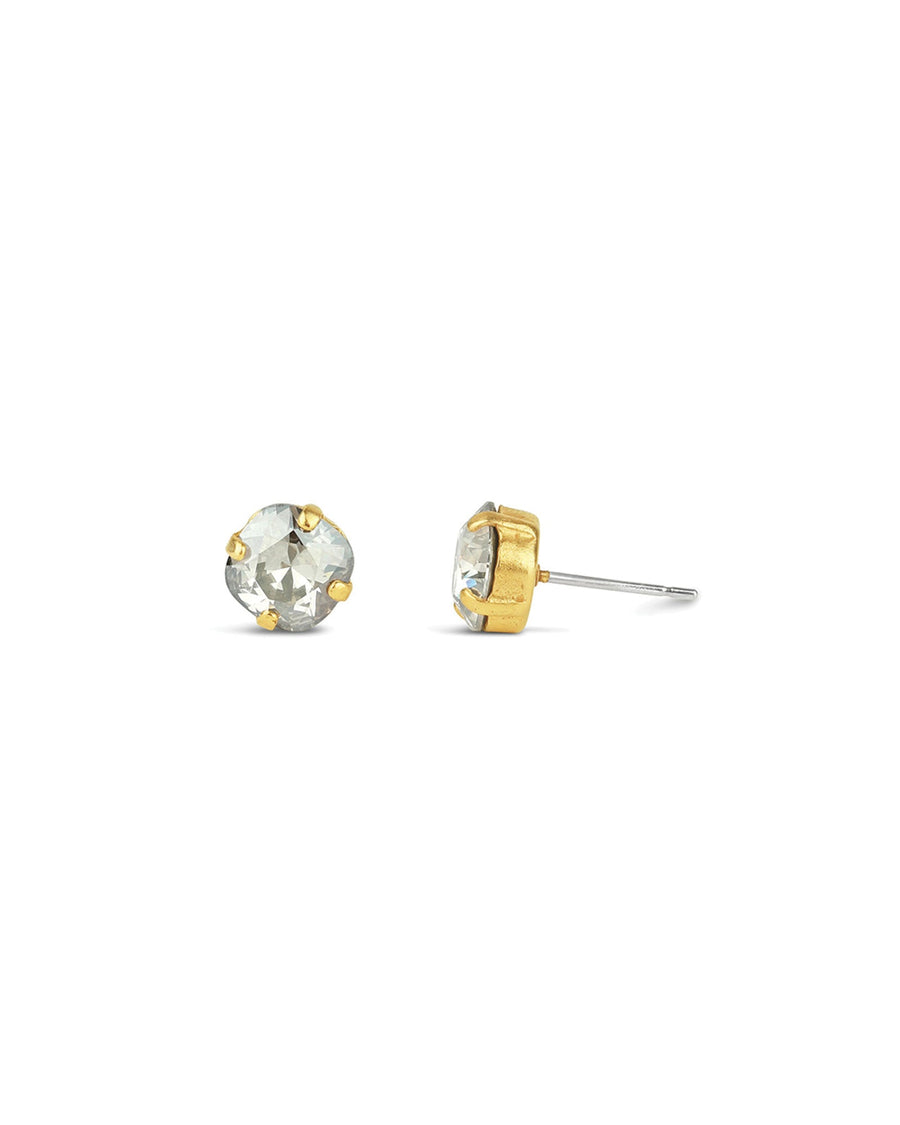 La Vie Parisienne-Round Crystal Studs | 8mm-Earrings-14k Gold Plated, Shade Crystal-Blue Ruby Jewellery-Vancouver Canada