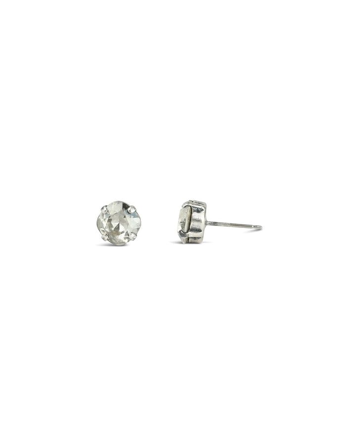 La Vie Parisienne-Round Crystal Studs | 8mm-Earrings-Sterling Silver Plated-Shade Crystal-Blue Ruby Jewellery-Vancouver Canada