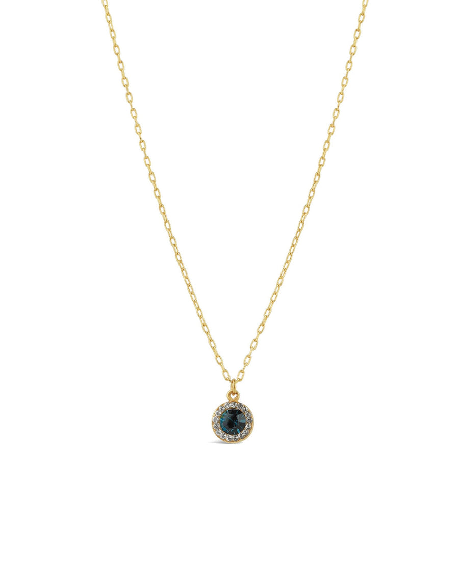 La Vie Parisienne-Round Pave Halo Necklace-Necklaces-14k Gold Plated, Blue Crystal-Blue Ruby Jewellery-Vancouver Canada