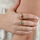 Tashi-Round Stone + CZ Ring-Rings-Blue Ruby Jewellery-Vancouver Canada