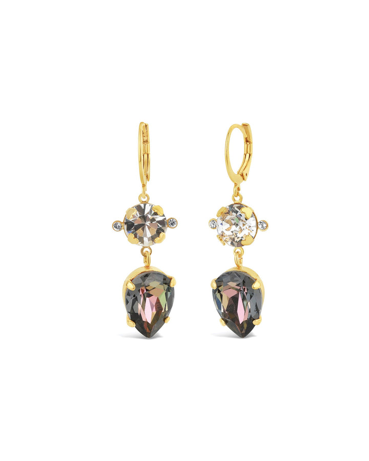 La Vie Parisienne-Round Teardrop Crystal Hook-Earrings-14k Gold Plated, Paradise Crystal-Blue Ruby Jewellery-Vancouver Canada