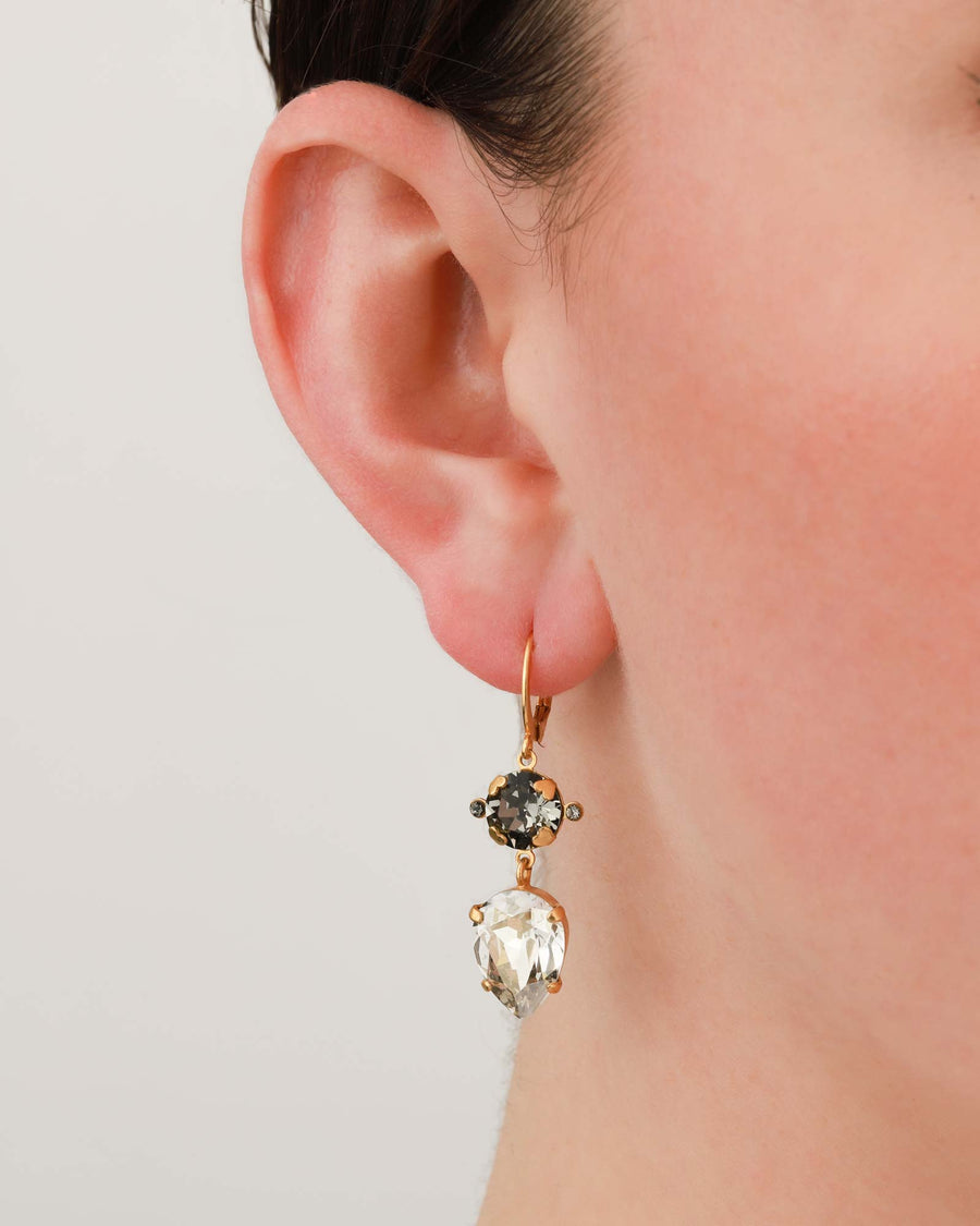 La Vie Parisienne-Round Teardrop Crystal Hooks-Earrings-14k Gold Plated, Shade Crystal-Blue Ruby Jewellery-Vancouver Canada