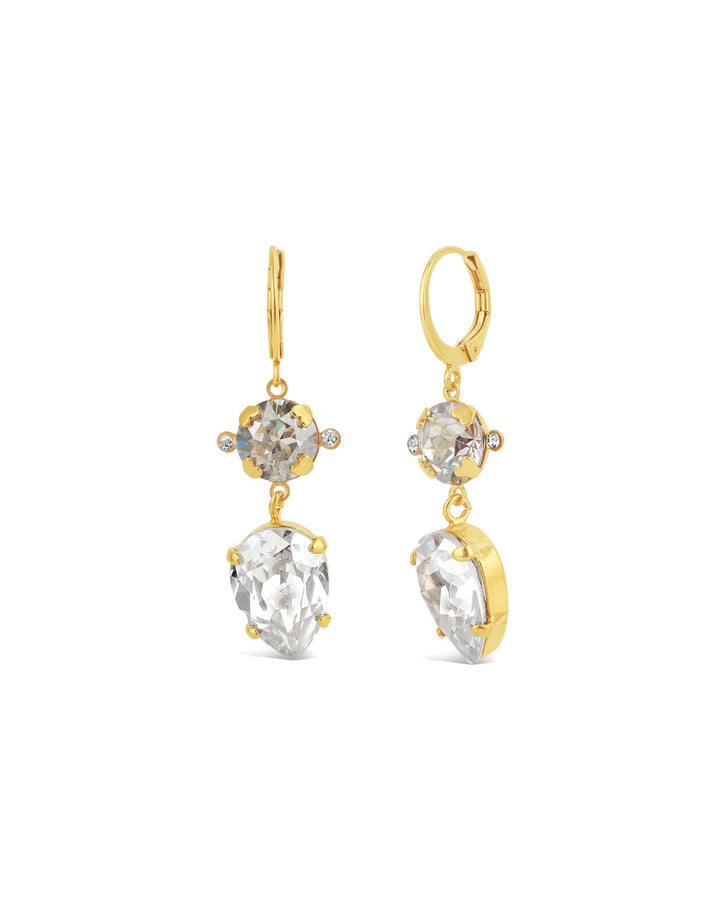 La Vie Parisienne-Round Teardrop Crystal Hooks-Earrings-14k Gold Plated, White Crystal-Blue Ruby Jewellery-Vancouver Canada