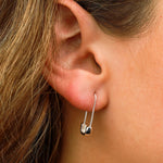 Kris Nations-Safety Pin Hoop Earrings-Earrings-Sterling Silver-Blue Ruby Jewellery-Vancouver Canada