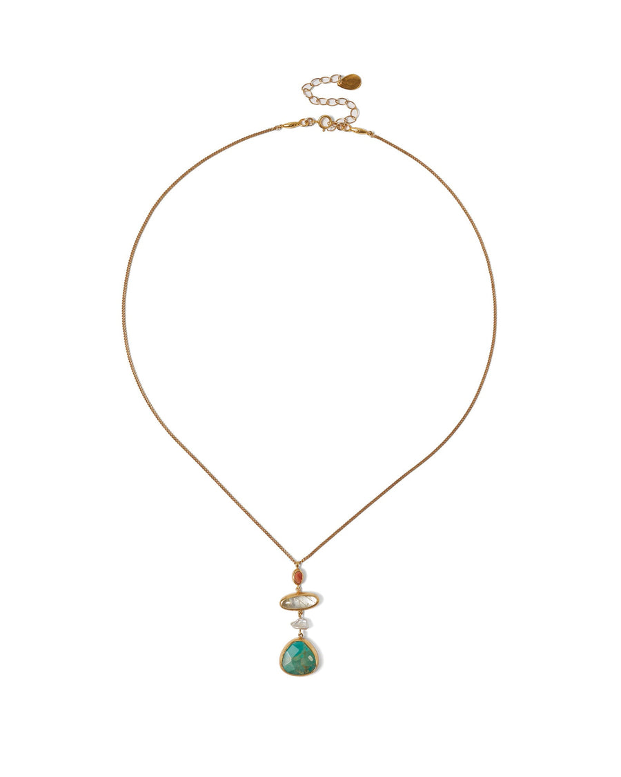 Chan Luu-Sardinia Tiered Necklace-Necklaces-18k Gold Vermeil, Turquoise-Blue Ruby Jewellery-Vancouver Canada