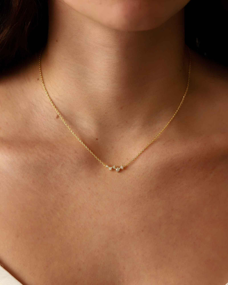 Tashi-Scatter Necklace-Necklaces-14k Gold Vermeil, Cubic Zirconia-Blue Ruby Jewellery-Vancouver Canada