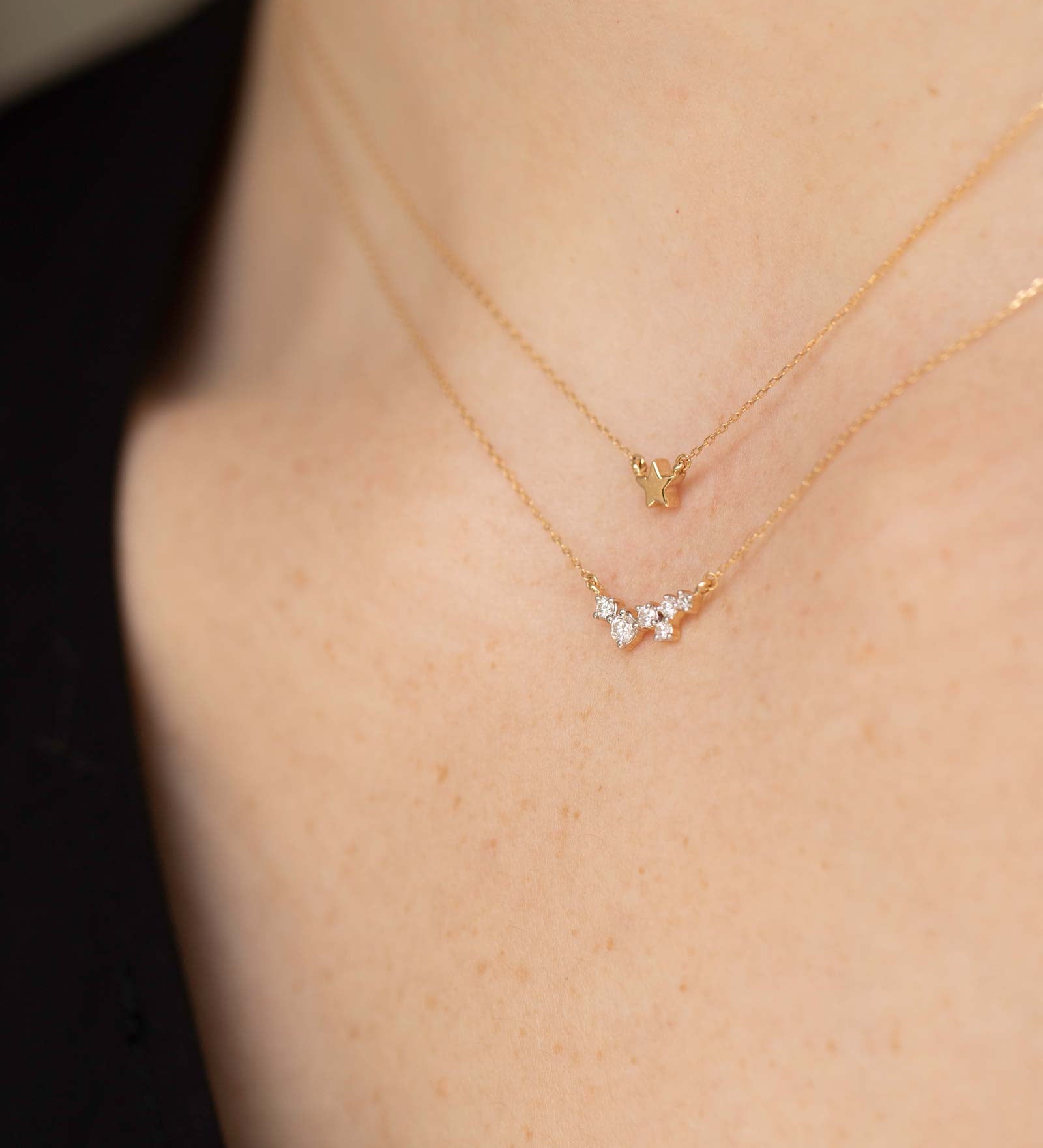 Adina Reyter-Scattered Diamond Necklace-Necklaces-14k Yellow Gold, Diamond-Blue Ruby Jewellery-Vancouver Canada