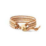 Chan Luu-Sedona Single Wrap Bracelet-Bracelets-18k Gold Vermeil, Mother of Pearl / Natural Leather-Blue Ruby Jewellery-Vancouver Canada