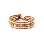 Chan Luu-Sedona Single Wrap Bracelet-Bracelets-18k Gold Vermeil, Mother of Pearl / Natural Leather-Blue Ruby Jewellery-Vancouver Canada