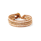 Chan Luu-Sedona Single Wrap Bracelet-Bracelets-18k Gold Vermeil, Mother of Pearl / Natural Leather-Blue Ruby Jewellery-Vancouver Canada