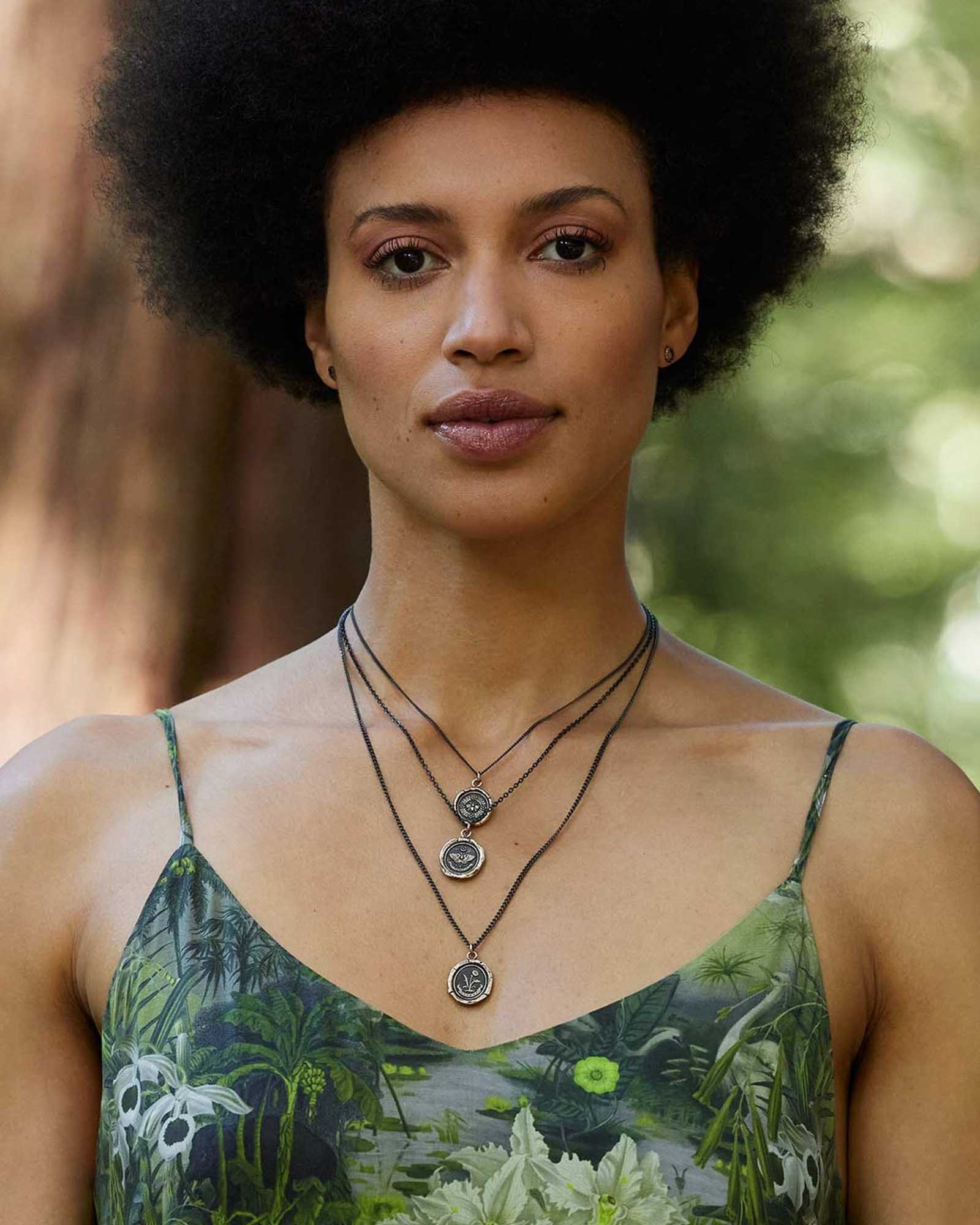 Seek The Light Talisman-Oxidized Sterling Silver-Blue Ruby Jewellery-Vancouver Canada