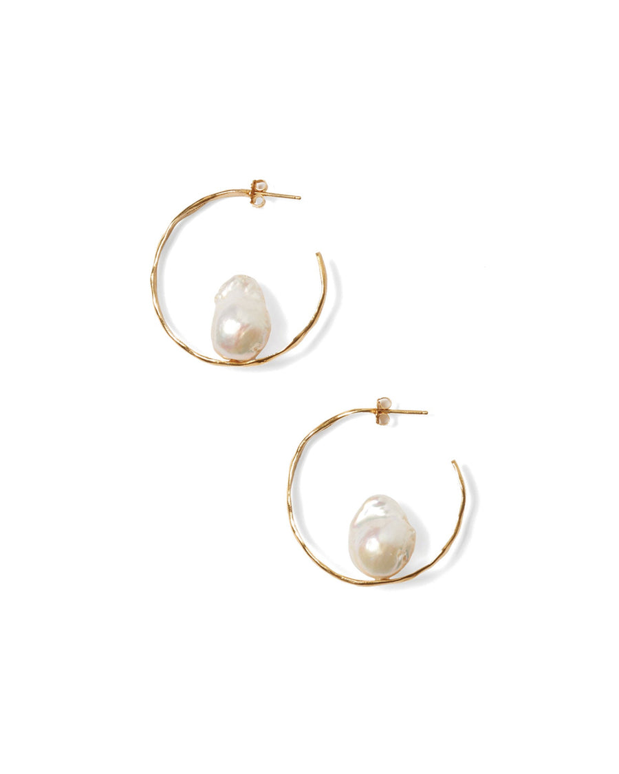 Chan Luu-Selene Hoops-Earrings-18k Gold Vermeil, White Pearl-Blue Ruby Jewellery-Vancouver Canada