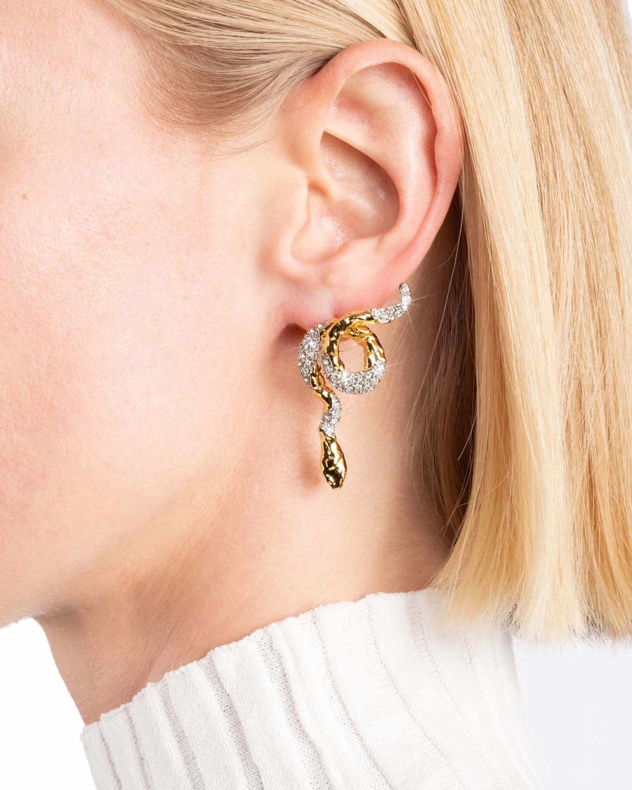 Alexis Bittar-Serpent Crawler Earrings-Earrings-14k Gold Plated, Crystal-Blue Ruby Jewellery-Vancouver Canada