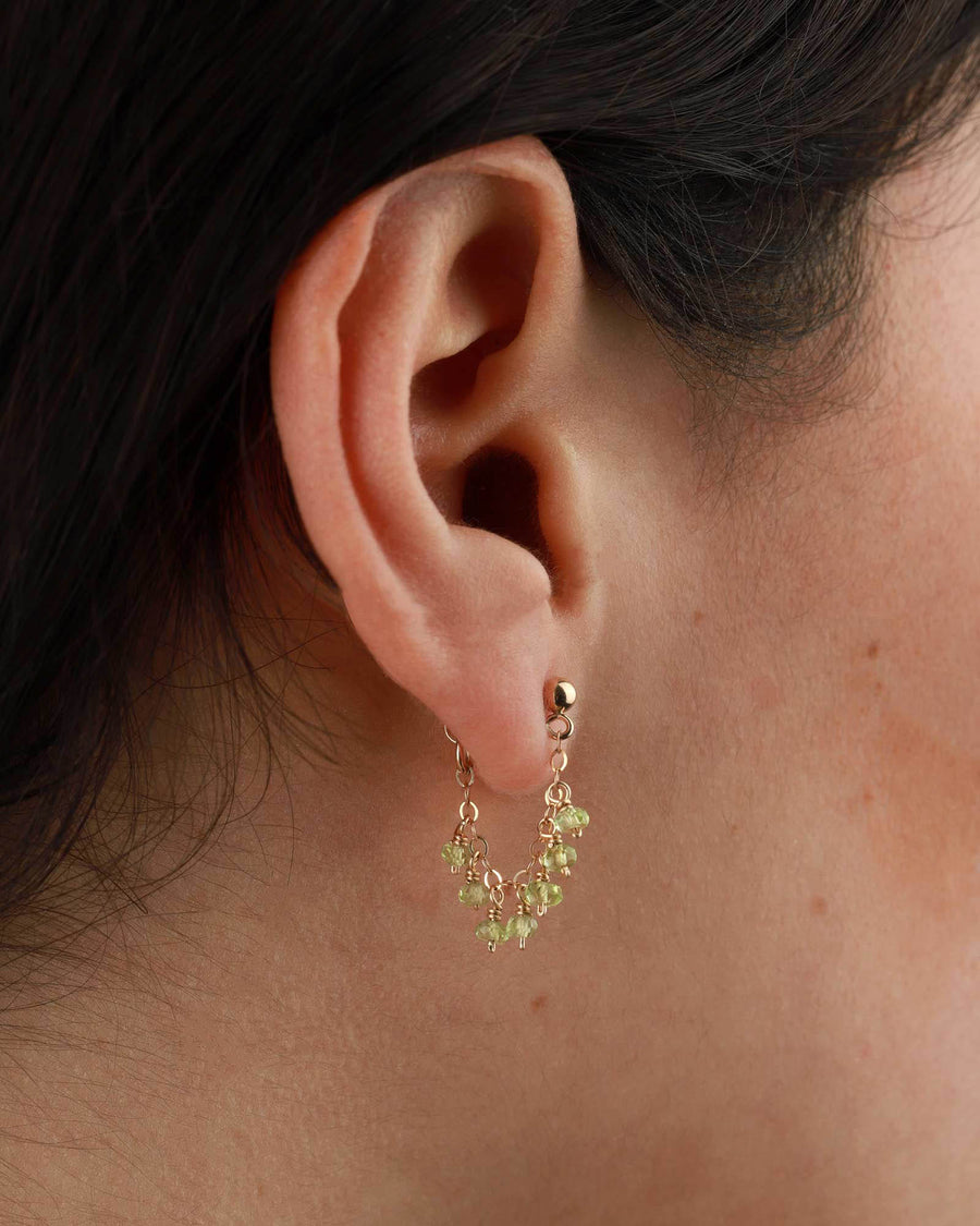 Poppy Rose-Shalom Studs-Earrings-14k Gold-fill, Peridot-Blue Ruby Jewellery-Vancouver Canada