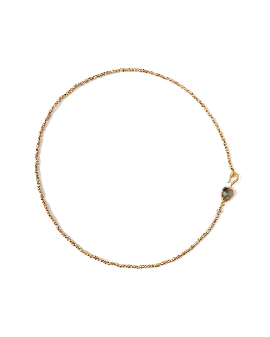 Chan Luu-Shield Necklace-Necklaces-18k Gold Vermeil, Labradorite-Blue Ruby Jewellery-Vancouver Canada