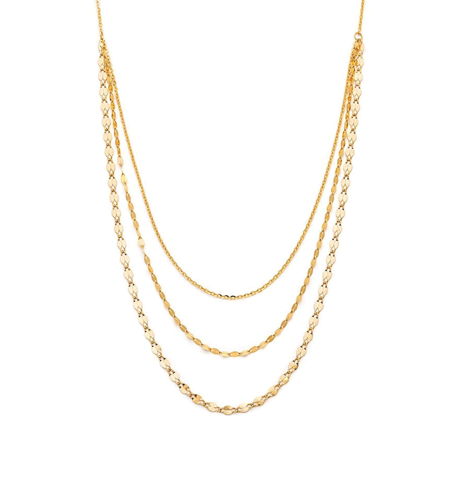 Leah Alexandra Fine-Shimmer 3-Layer Necklace-Necklaces-10k Yellow Gold-Blue Ruby Jewellery-Vancouver Canada
