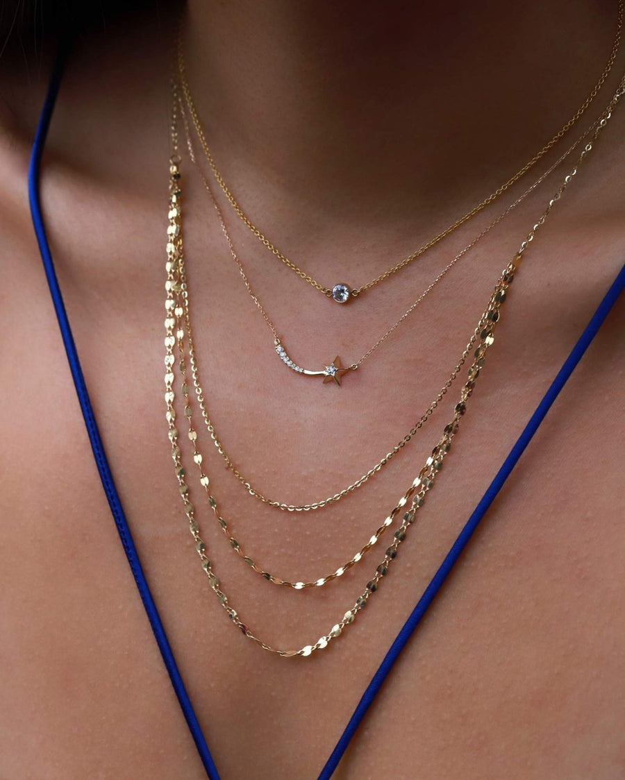 Adina Reyter-Shooting Star Small Pavé Curve Necklace-Necklaces-14k Yellow Gold-Blue Ruby Jewellery-Vancouver Canada