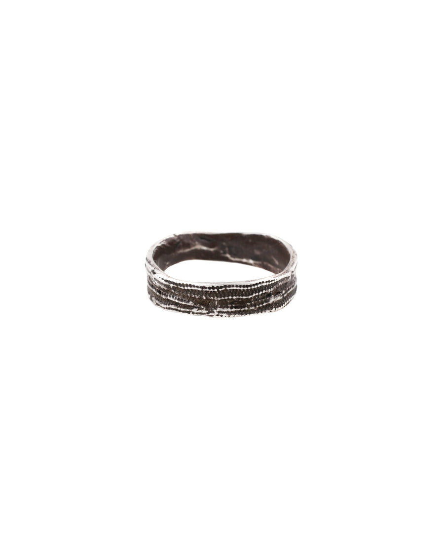 Lauren Wolf-Silver Double Urchin Band-Rings-Oxidized Sterling Silver-8-Blue Ruby Jewellery-Vancouver Canada