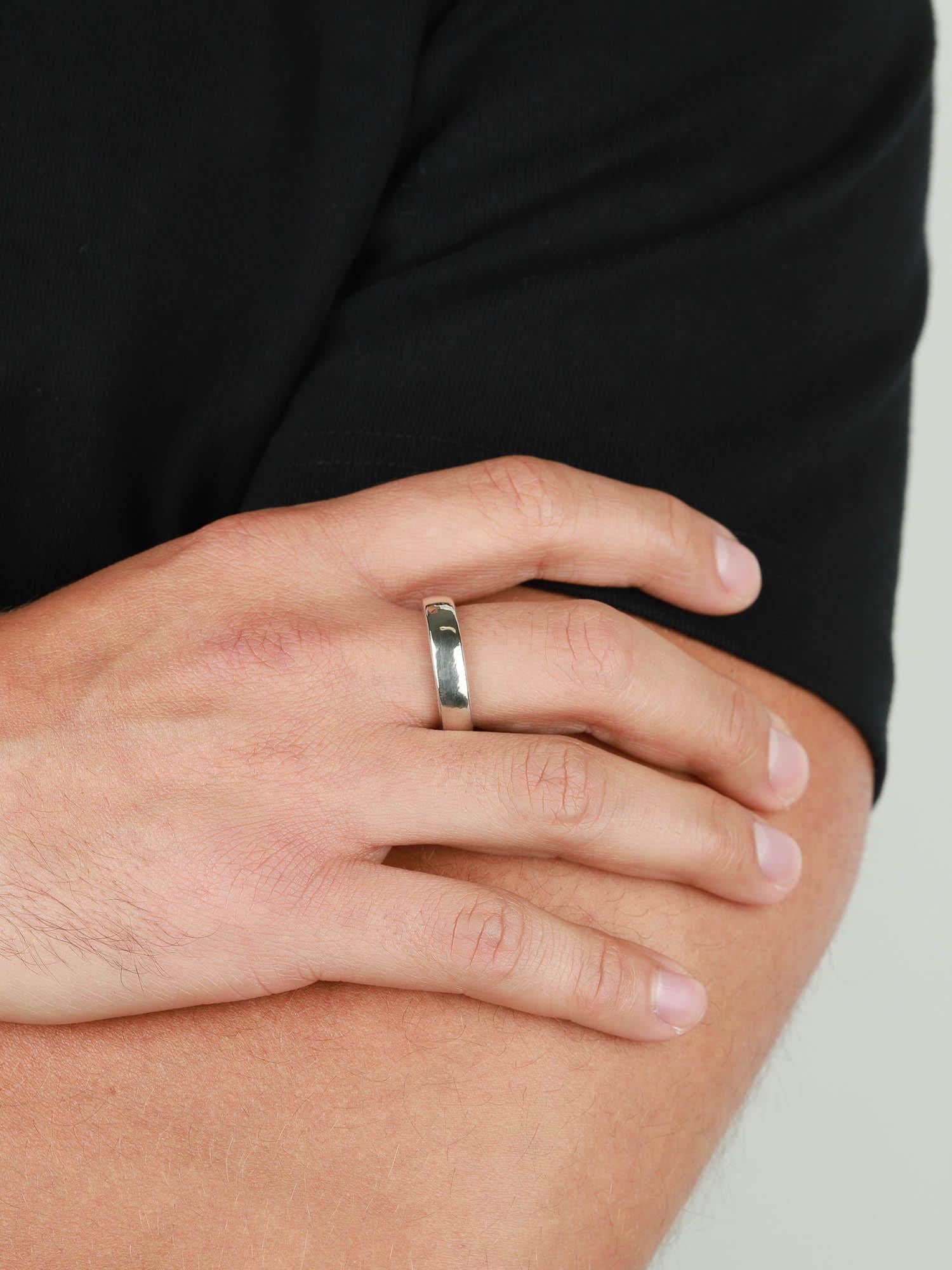 Lauren Wolf-Silver Half Round Men's Band-Rings-Blue Ruby Jewellery-Vancouver Canada