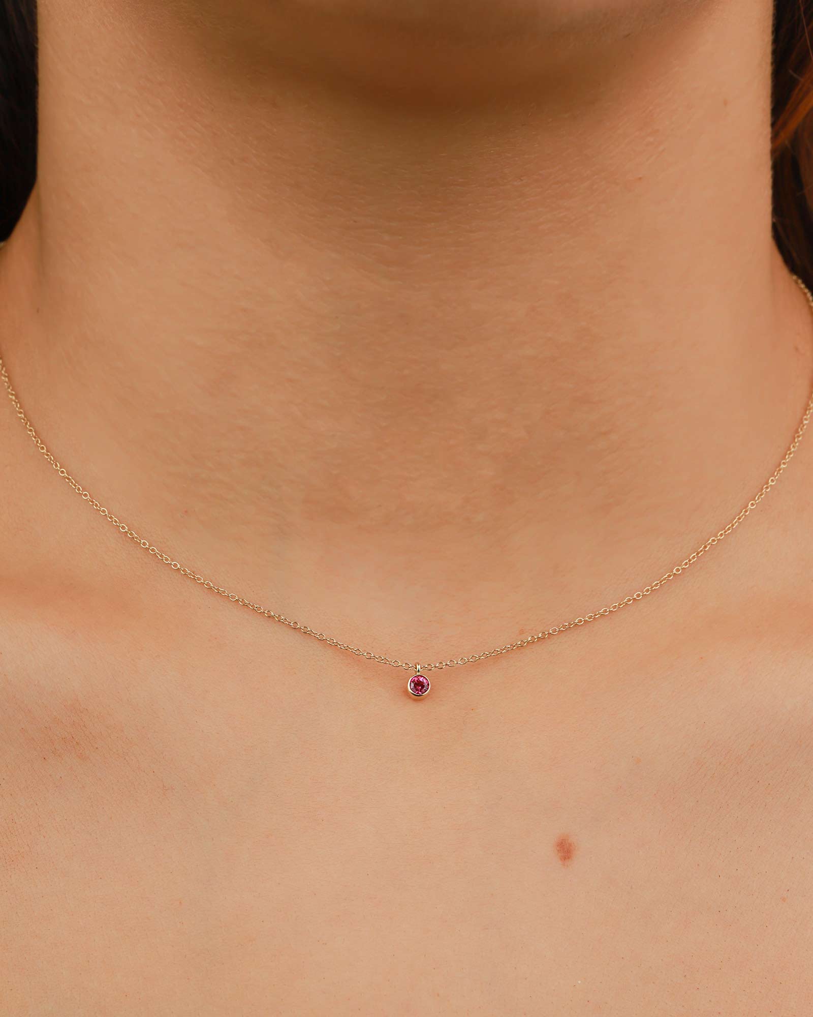 Zoe Chicco-Single Pink Sapphire Bezel Pendant Necklace-Necklaces-14k Yellow Gold, Pink Sapphire-Blue Ruby Jewellery-Vancouver Canada