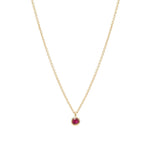 Zoe Chicco-Single Pink Sapphire Bezel Pendant Necklace-Necklaces-14k Yellow Gold, Pink Sapphire-Blue Ruby Jewellery-Vancouver Canada