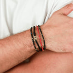 Single Wrap Bracelet-Men's-Scosha Men-Silver, Black-Blue Ruby Jewellery-Vancouver-Canada