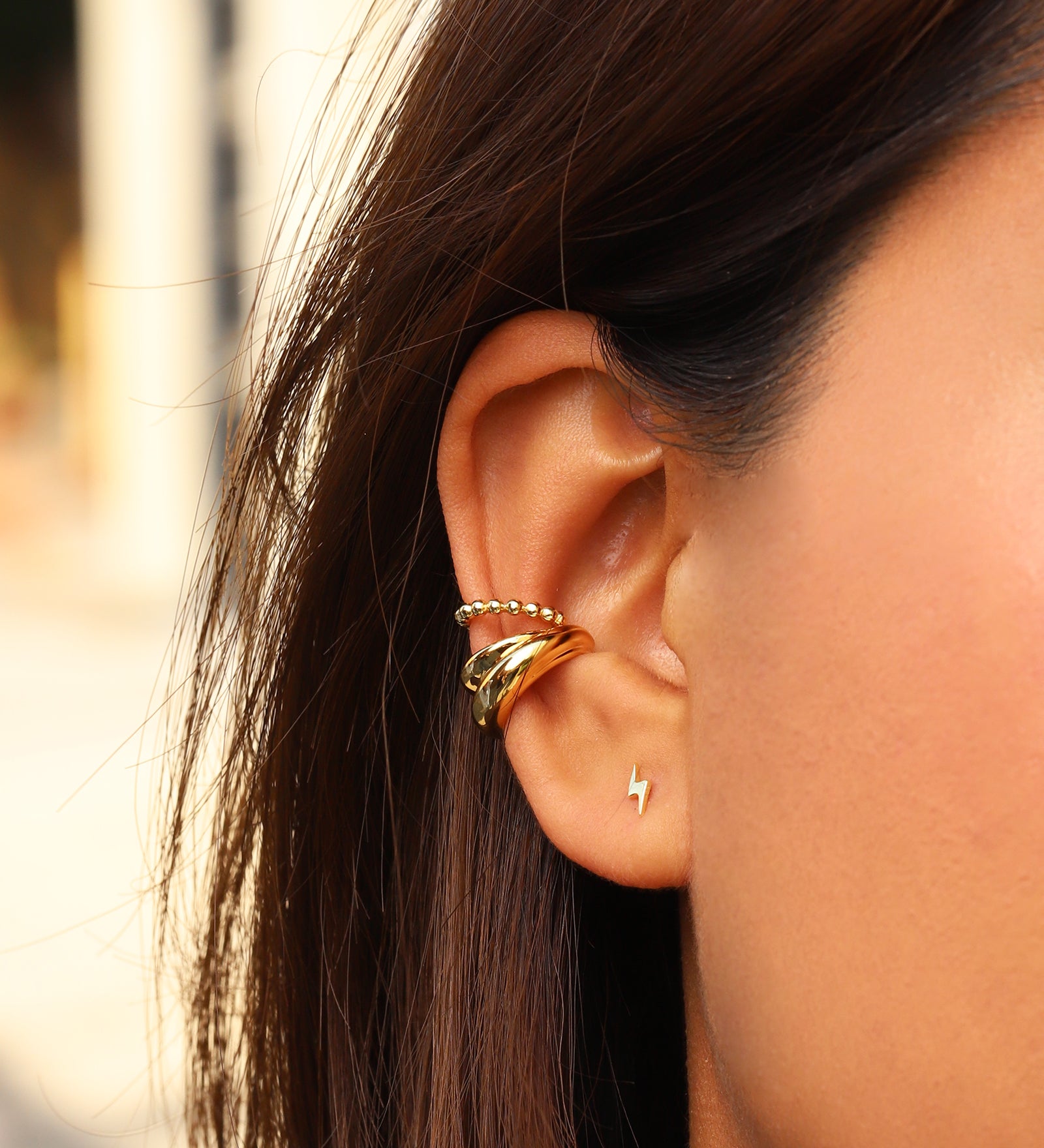 Quiet Icon-Lightning Bolt Single Stud-Earrings-Blue Ruby Jewellery-Vancouver Canada