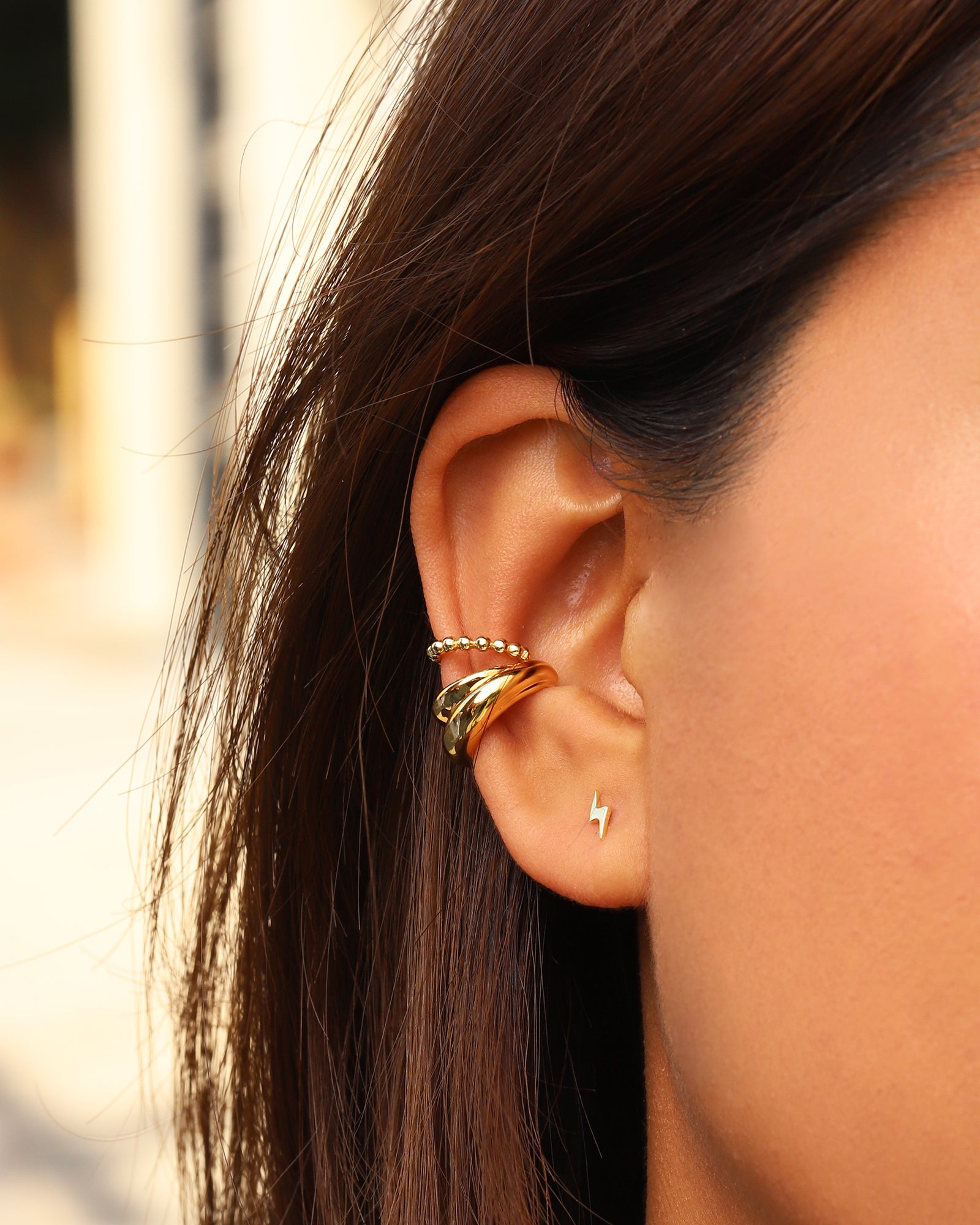 Quiet Icon-Lightning Bolt Single Stud-Earrings-Blue Ruby Jewellery-Vancouver Canada