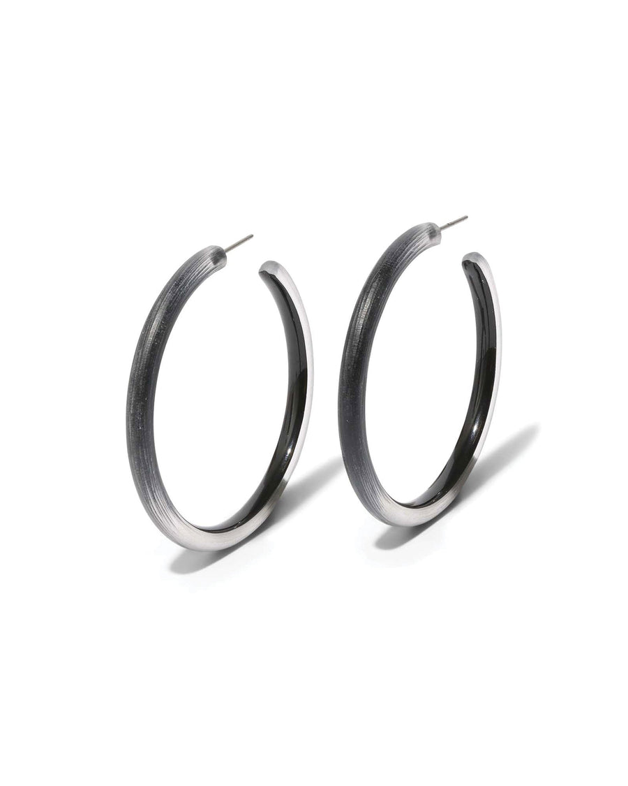 Alexis Bittar-Skinny Lucite Hoop Earrings-Earrings-Black Lucite, Surgical Steel-Blue Ruby Jewellery-Vancouver Canada