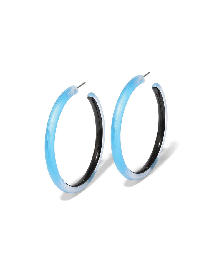 Alexis Bittar-Skinny Lucite Hoop Earrings-Earrings-Blue Lucite, Surgical Steel-Blue Ruby Jewellery-Vancouver Canada