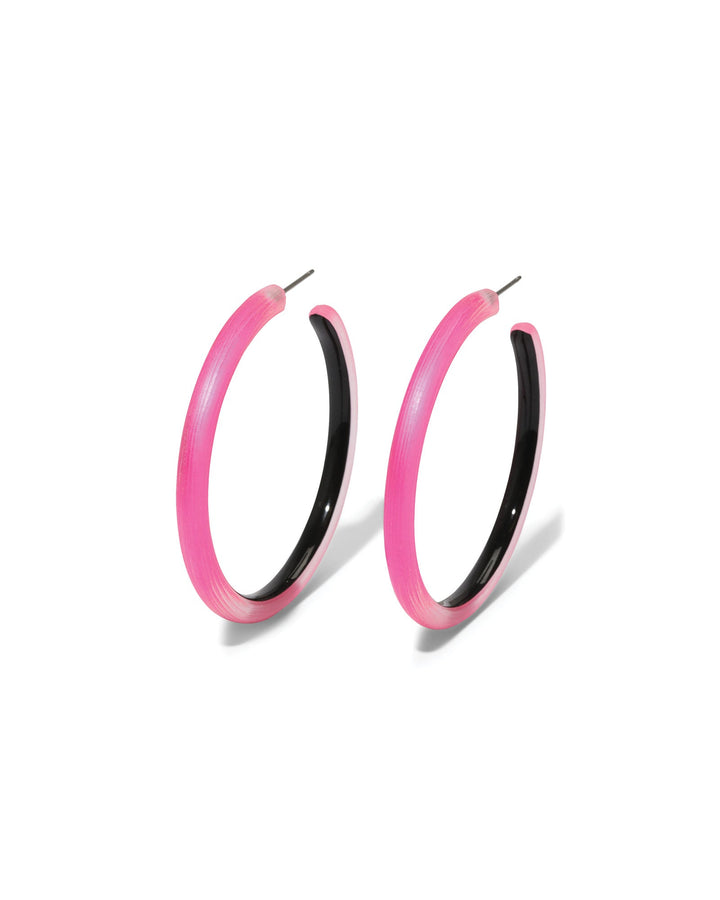 Alexis Bittar-Skinny Lucite Hoop Earrings-Earrings-Neon Pink Lucite, Surgical Steel-Blue Ruby Jewellery-Vancouver Canada